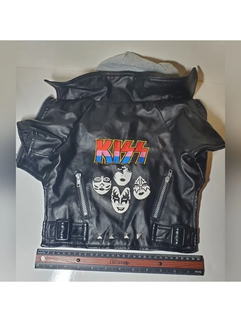 KISS Band Dog Jacket Faux Leather Motorcycle Style | Fab Dog | Rock Costume